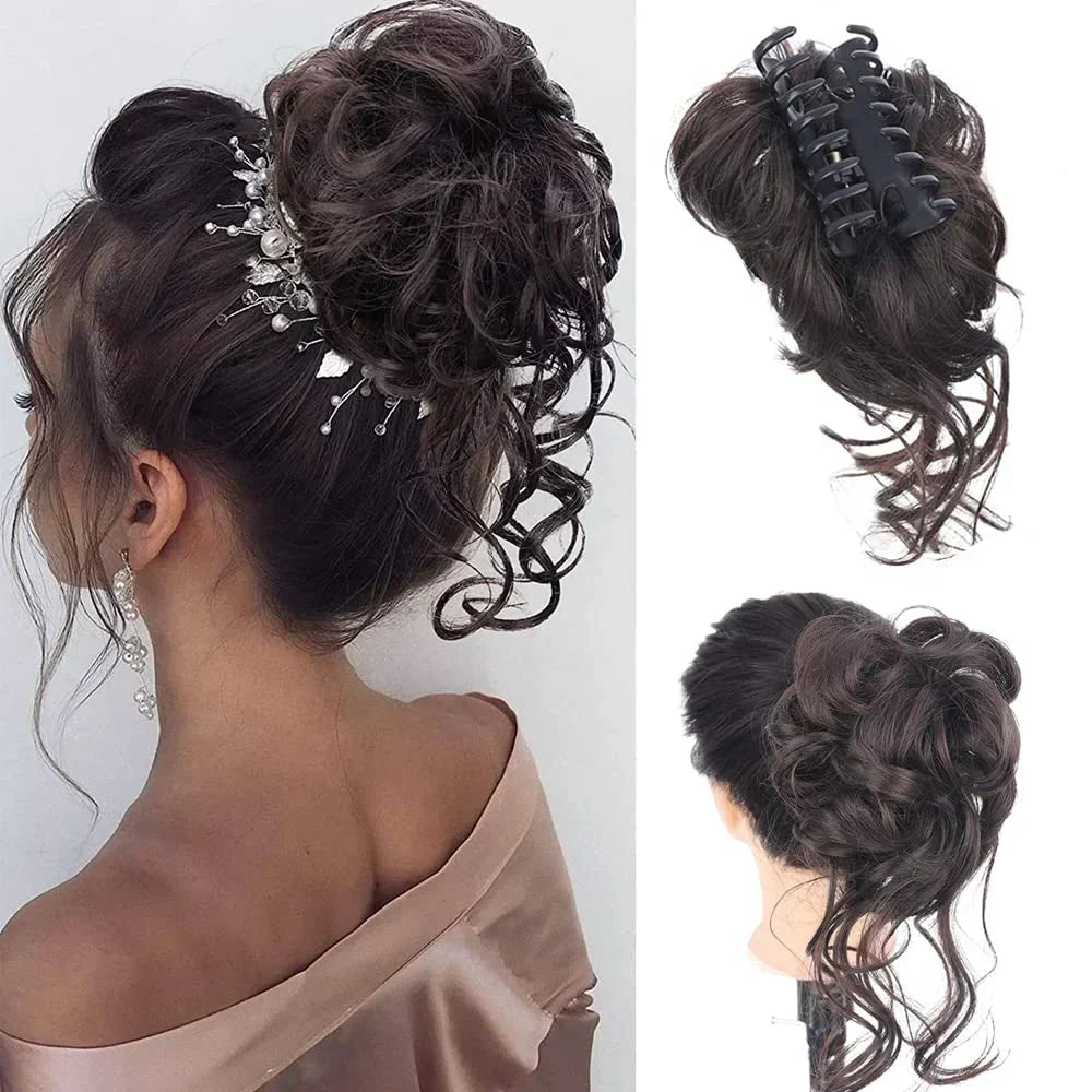 Easy styling instant hair bun clip for women, synthetic accessory for quick, voluminous updos.