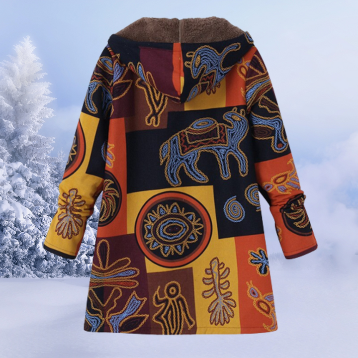 Cozy Ivy floral winter jacket for women, hooded and warm, ideal for stylish cold weather.