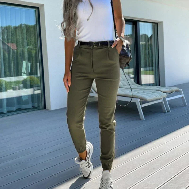 Women's comfortable khaki chino pants, a classic fit for everyday and weekend wear.