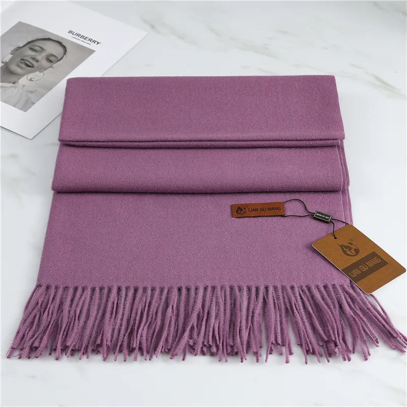 Soft & warm Krystal Cashmere scarf with tassels. Stylish women's fall winter accessory.