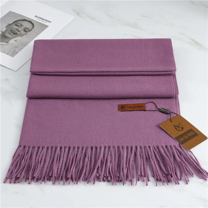 Soft & warm Krystal Cashmere scarf with tassels. Stylish women's fall winter accessory.