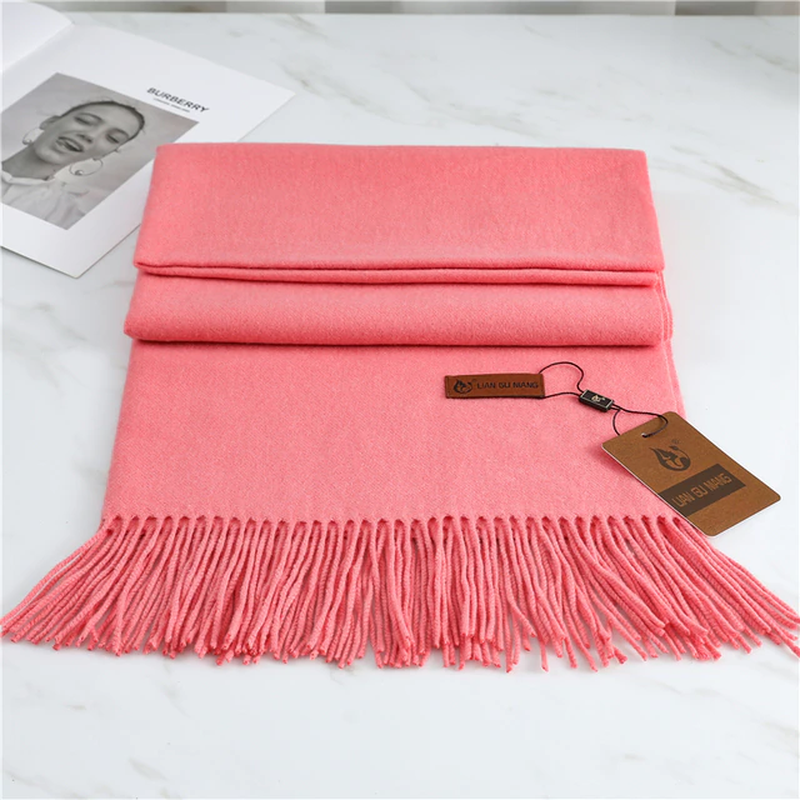 Versatile Krystal Cashmere solid color scarf, a chic fashion accessory & cozy winter essential.