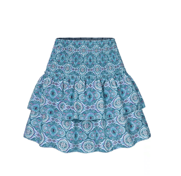 Stylish women's layered A-line mini skirt. Breezy summer bottom, perfect for casual or vacation fashion.