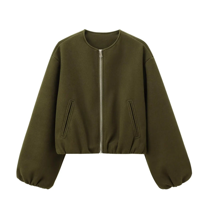 Woman walking in a comfortable lightweight bomber jacket. Modern style, perfect casual outerwear for movement.
