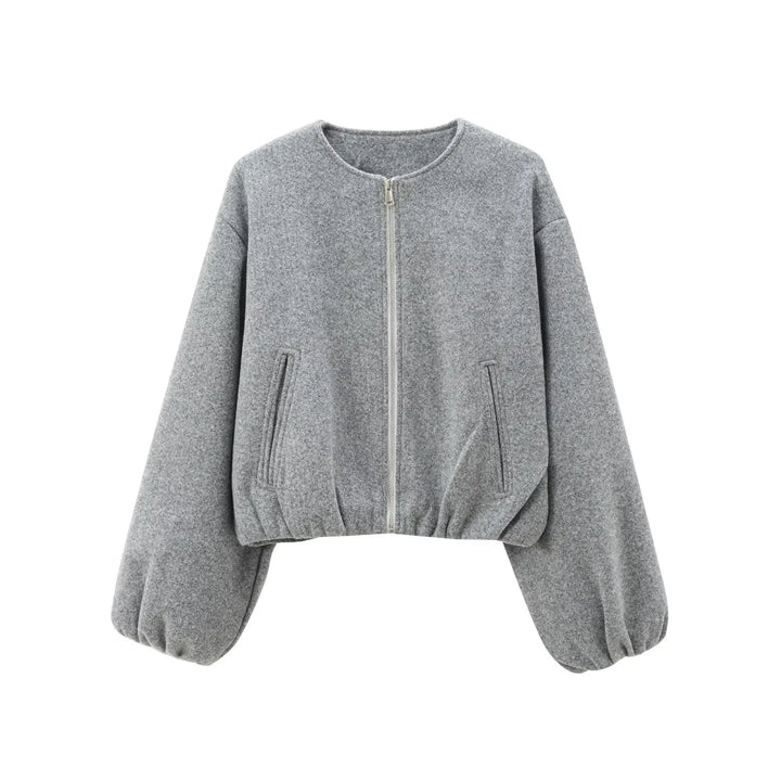 Sophisticated modern women's bomber jacket. Lightweight, versatile outerwear adding a chic touch to any look.