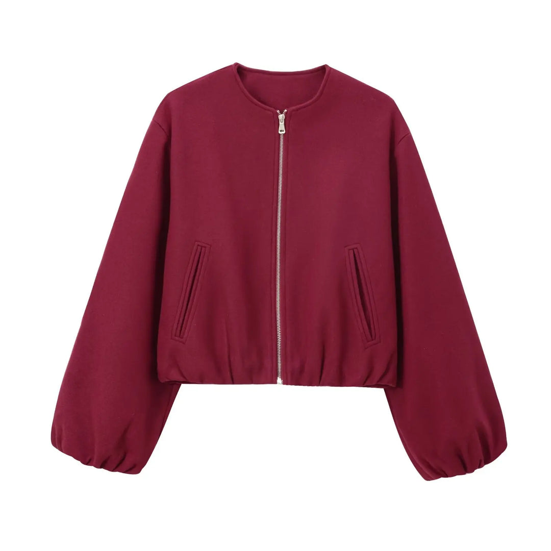 Vibrant women's lightweight bomber jacket for spring fashion. Modern casual outerwear, perfect for layering.