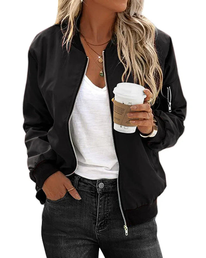 Women's lightweight bomber jacket, perfect for everyday chic style and comfort.