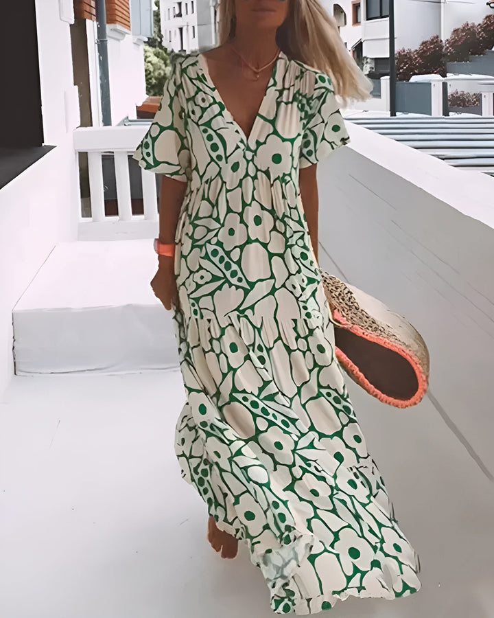 Women's lightweight flowing summer dress, perfect for comfortable vacation and resort wear. Elegant casual style.