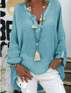 Women's lightweight oversized blouse with a flowing fit, offering effortless chic style for any occasion.