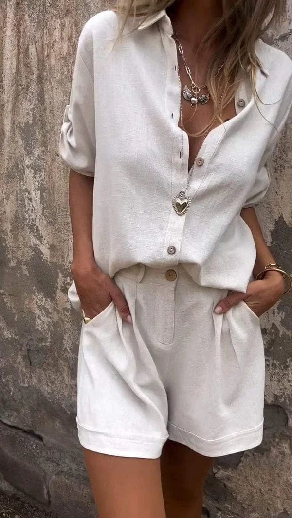 Women's lightweight shorts and top set for effortless summer style.