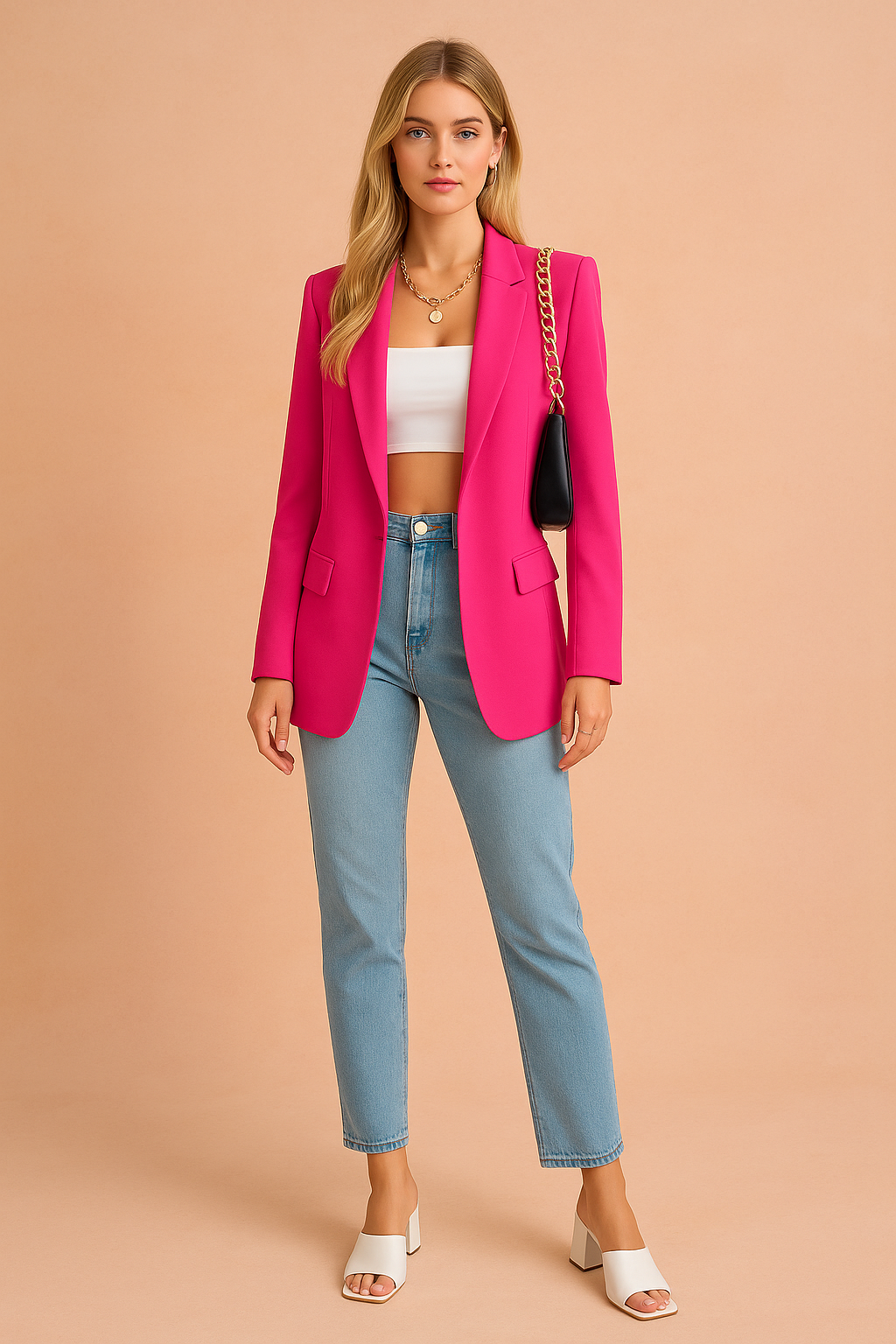 Casual women's blazer in a soft fabric, a versatile & lightweight jacket for stylish everyday outerwear.