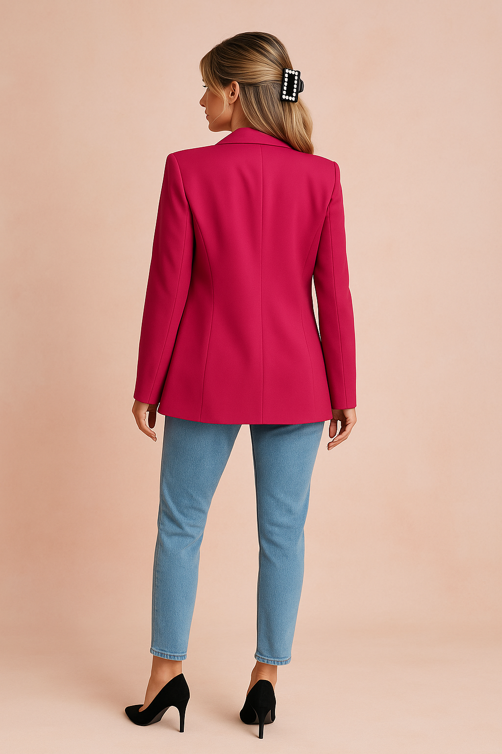 Chic women's blazer, a modern lightweight jacket that transitions seamlessly from office to casual wear.