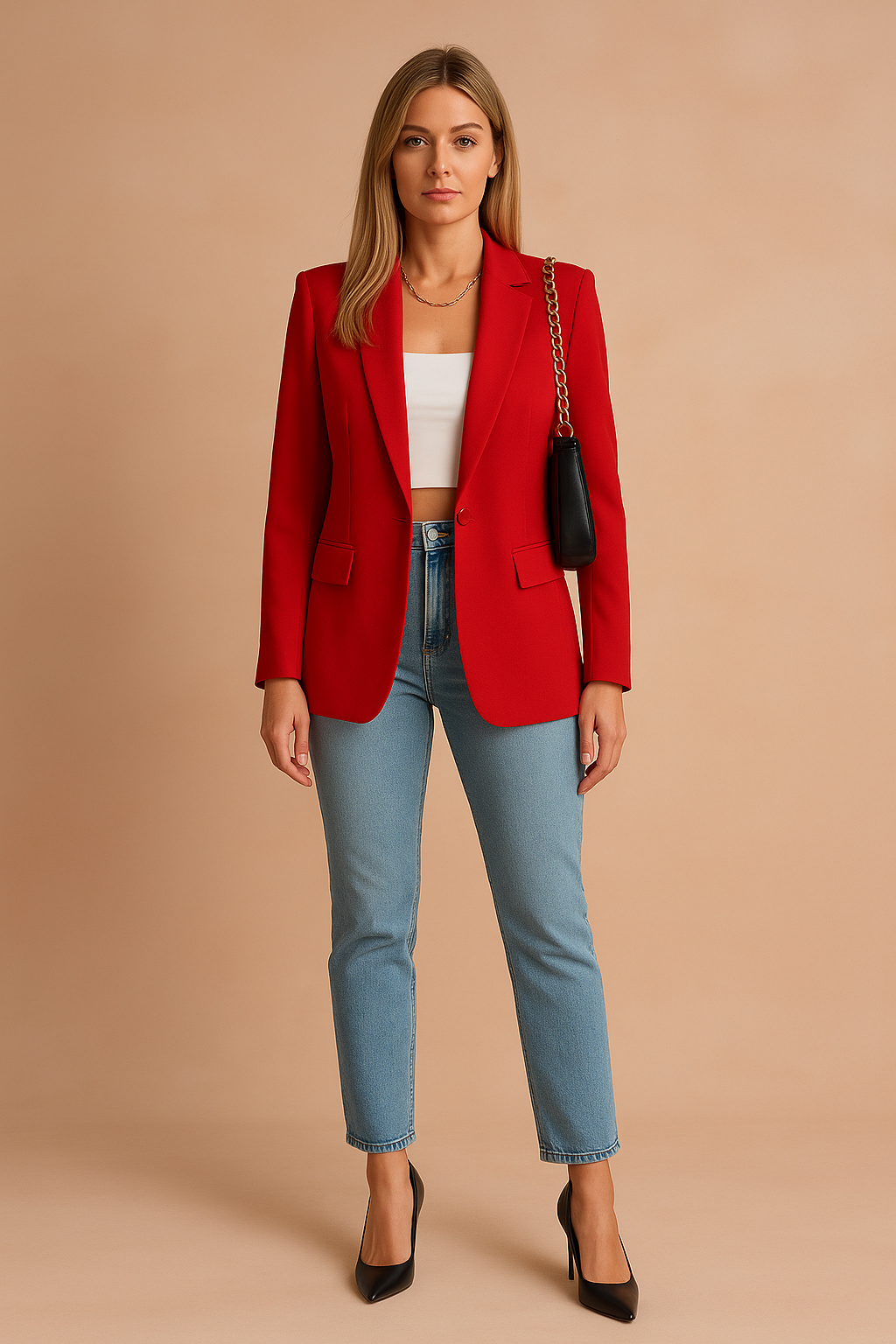 Elegant women's office blazer, a comfortable & lightweight jacket for professional settings & chic looks.