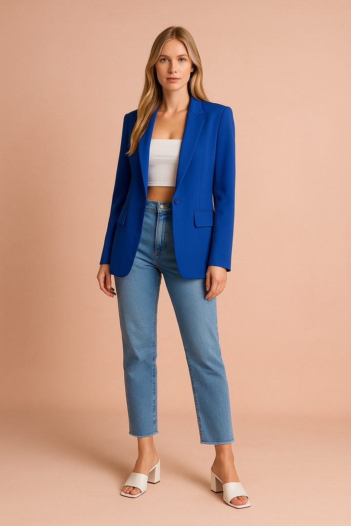 Everyday women's lightweight blazer, offering versatile chic style for casual outings or smart-casual wear.
