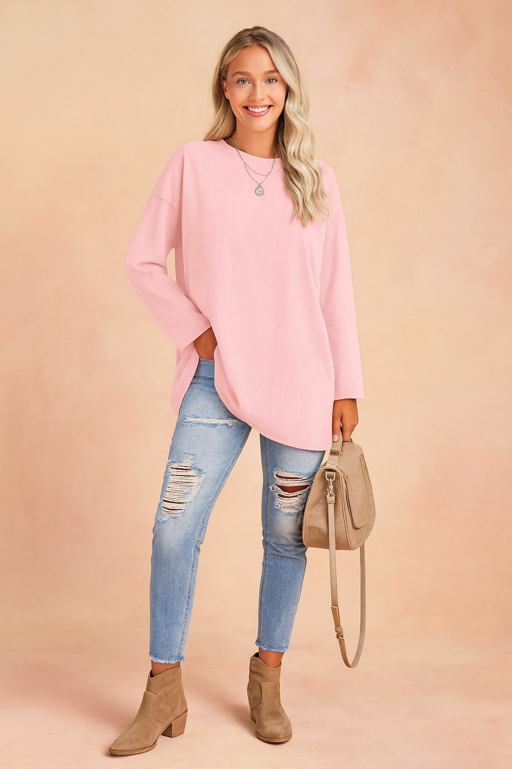 Versatile women's loose fit sweater for effortless chic style, suitable for any casual occasion.