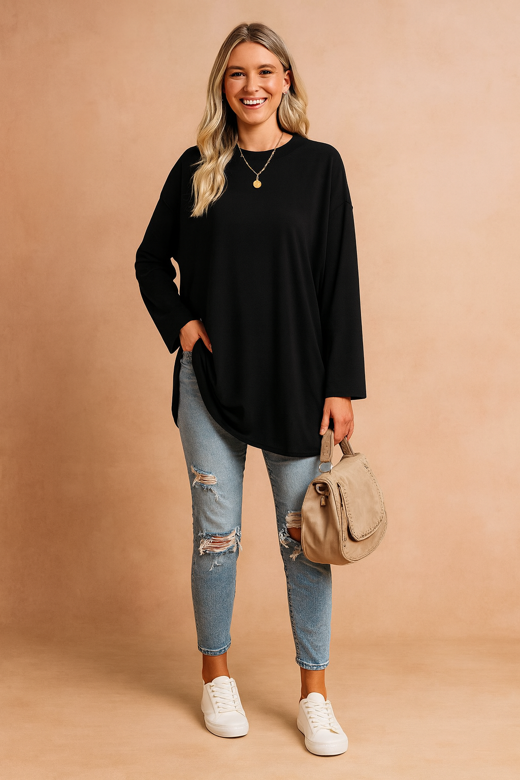 Loose fit women's oversized sweater, a comfortable and stylish top for effortless fashion.