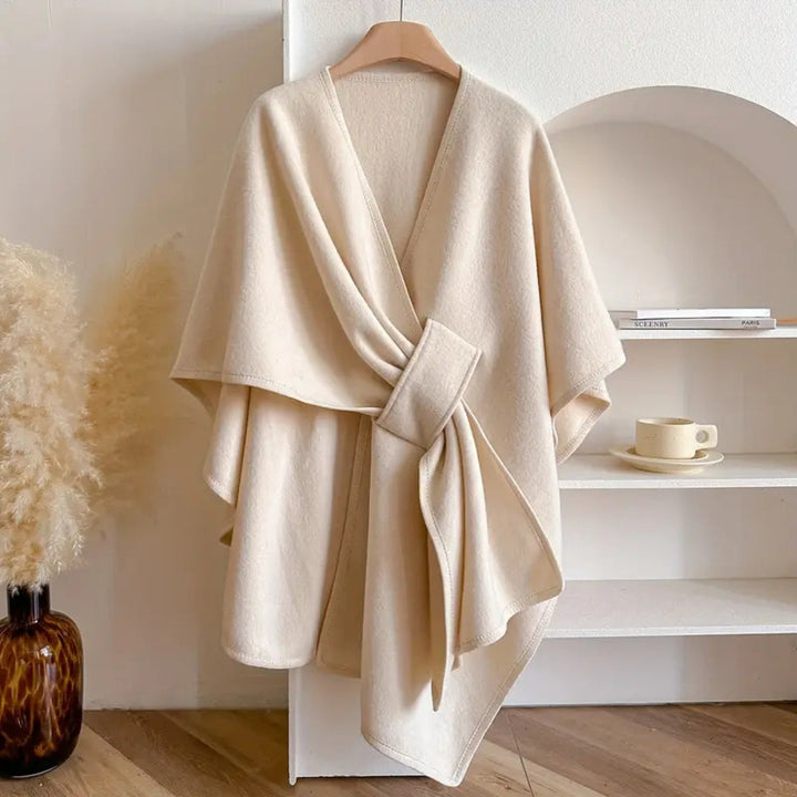 Elegant one-size women's poncho scarf coat, a chic and cozy windproof wrap for versatile autumn style.
