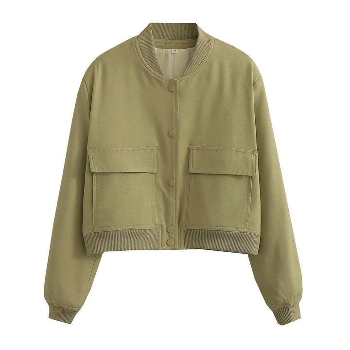 Embrace fall fashion with this women's Maven cropped bomber jacket, a stylish layering piece.