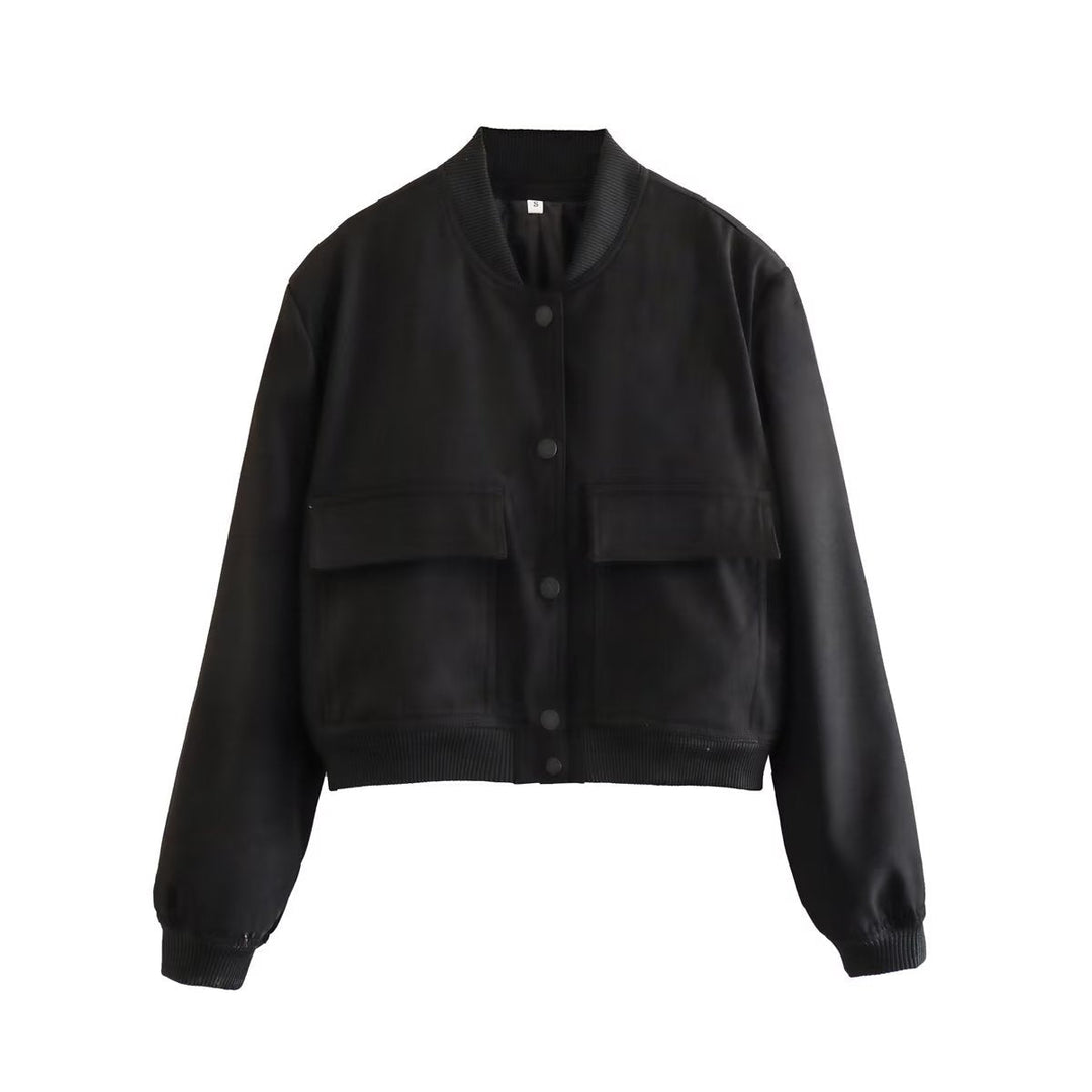 Women's Maven bomber jacket, a trendy cropped design for comfortable fall and everyday wear.