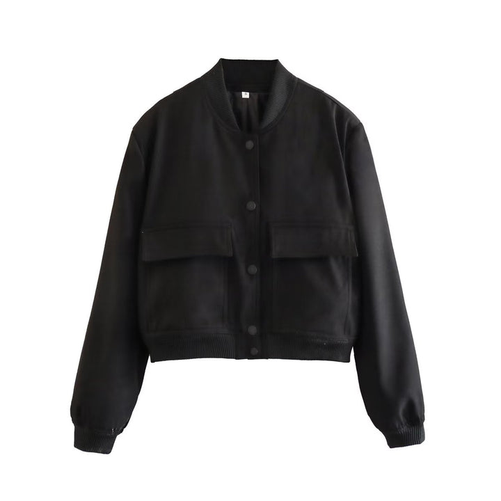 Women's Maven bomber jacket, a trendy cropped design for comfortable fall and everyday wear.