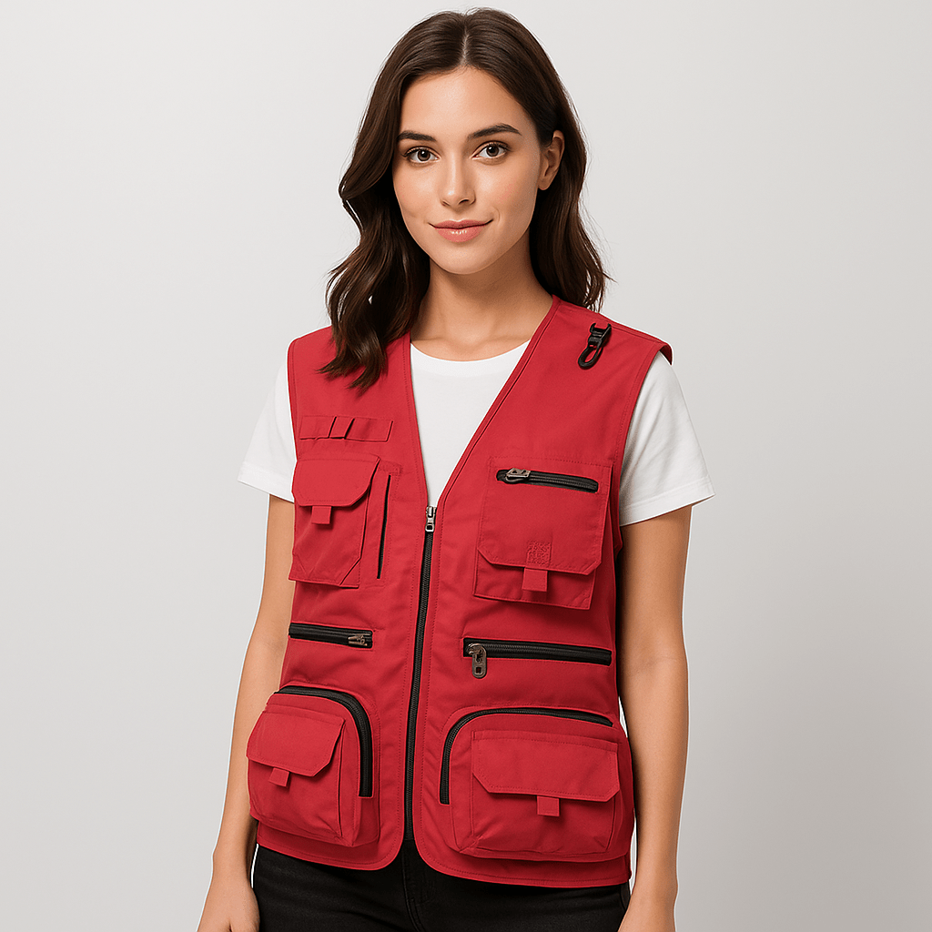 Women's multi-pocket summer vest, ideal for outdoor adventures like hiking & travel. Breathable & lightweight.