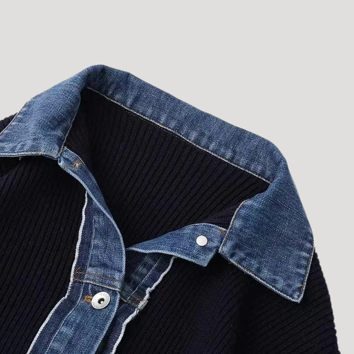 Elegant women's navy cardigan featuring sophisticated contrast trim, ideal for stylish layering.