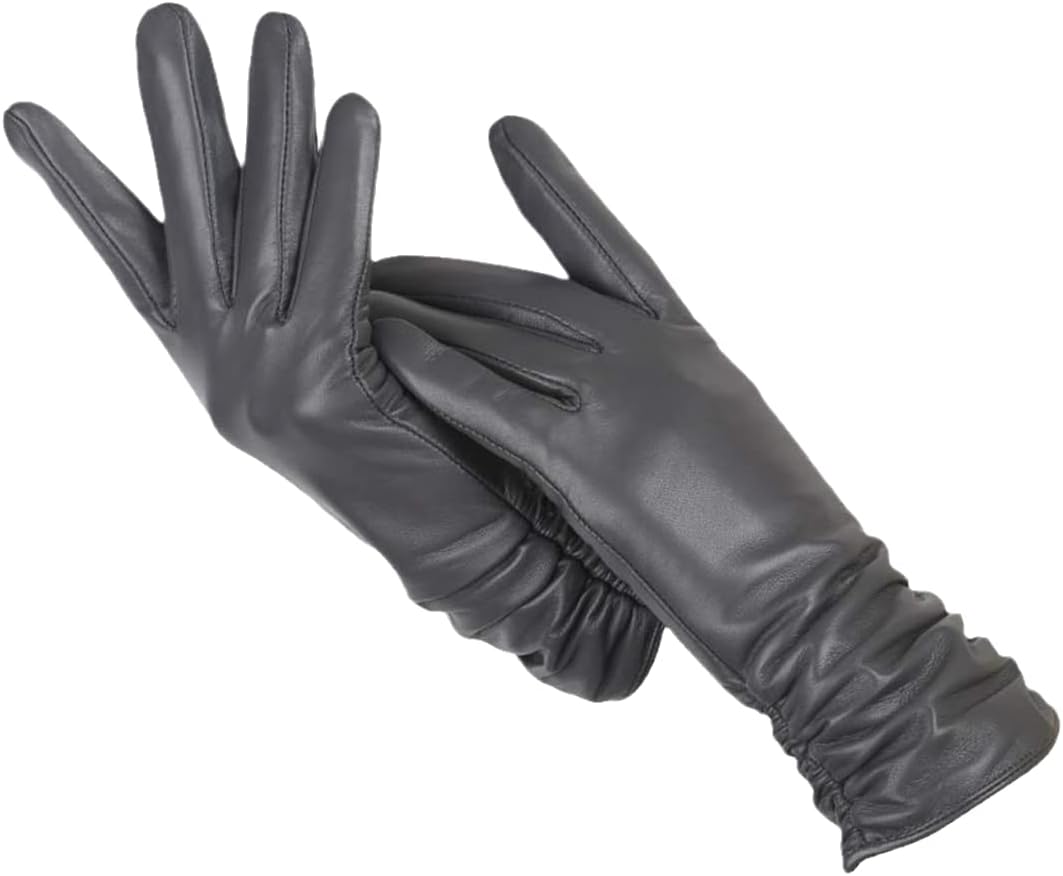 Luxurious women's leather gloves, classic design for winter warmth and sophisticated fashion.