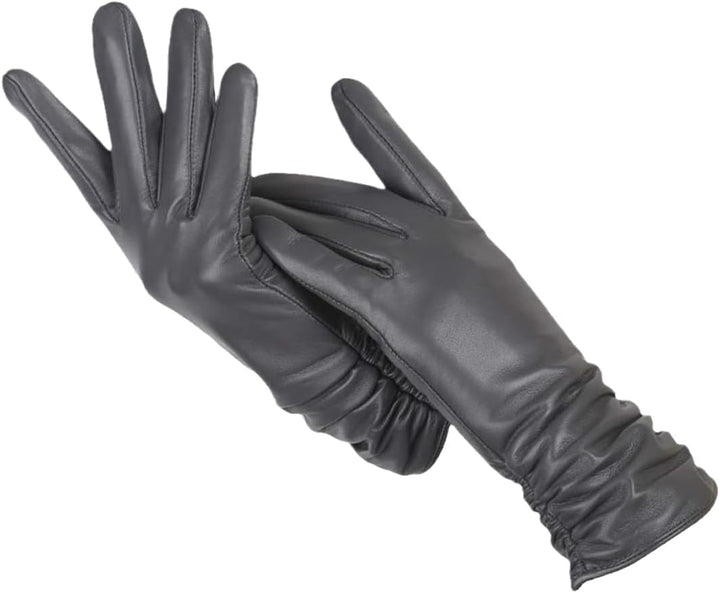 Luxurious women's leather gloves, classic design for winter warmth and sophisticated fashion.
