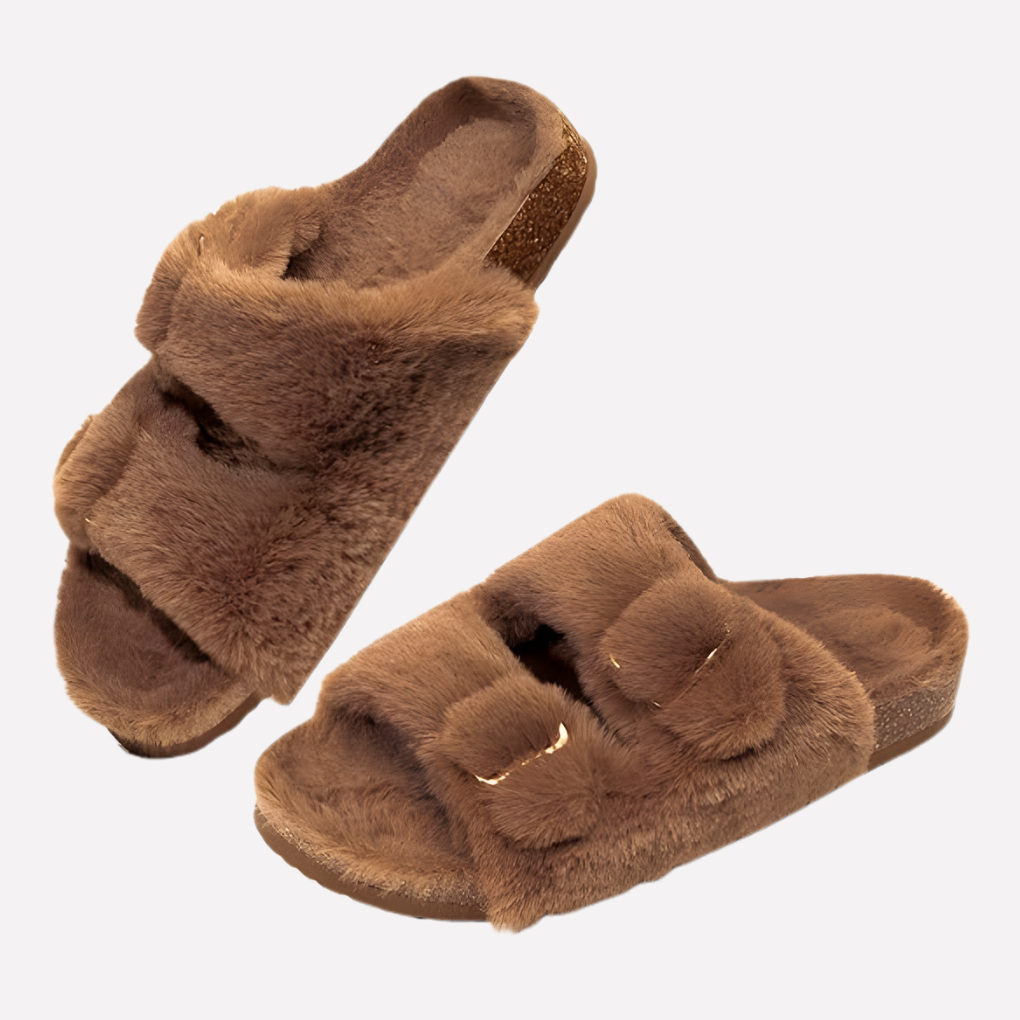 New women's open toe slippers, combining modern style with cozy indoor/outdoor comfort.