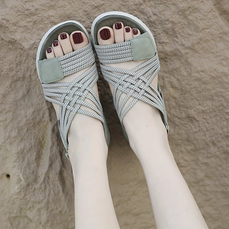Adjustable women's orthopedic sandals with cushioned sole, providing excellent arch support.