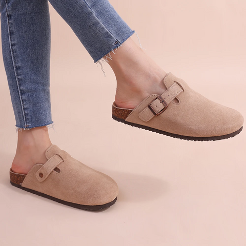Women's orthopedic comfort slippers for foot support & balance. Soft, non-slip indoor house shoes for pain relief.