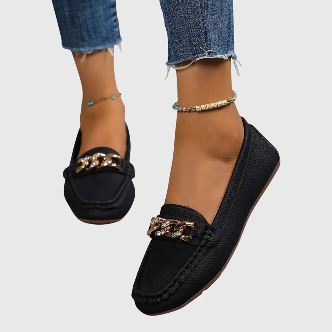 Fashionable women's orthopedic loafers, easy slip-on style, offering supportive comfort for daily casual wear.