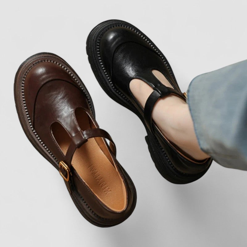 Black Mary Jane flats for women, providing orthopedic comfort, secure adjustable strap, and excellent arch support.