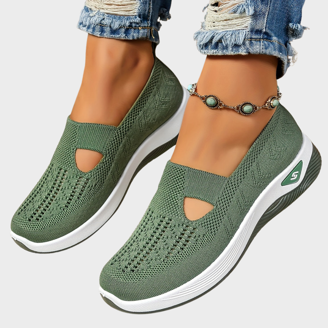 Easy-wear women's slip-on support shoes, ergonomic design for foot health & all-day comfort.