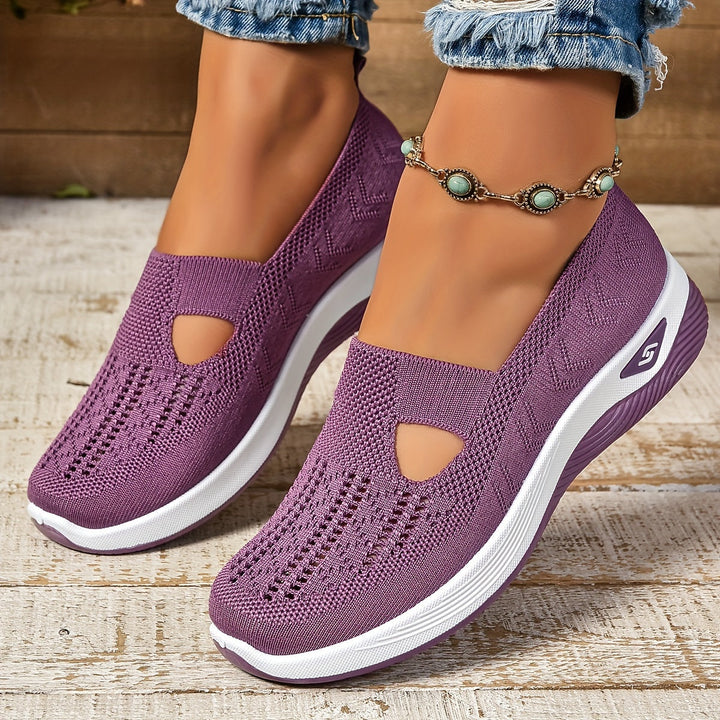 Women's lightweight slip-on walking shoes, providing ergonomic comfort & essential arch support for daily wear.