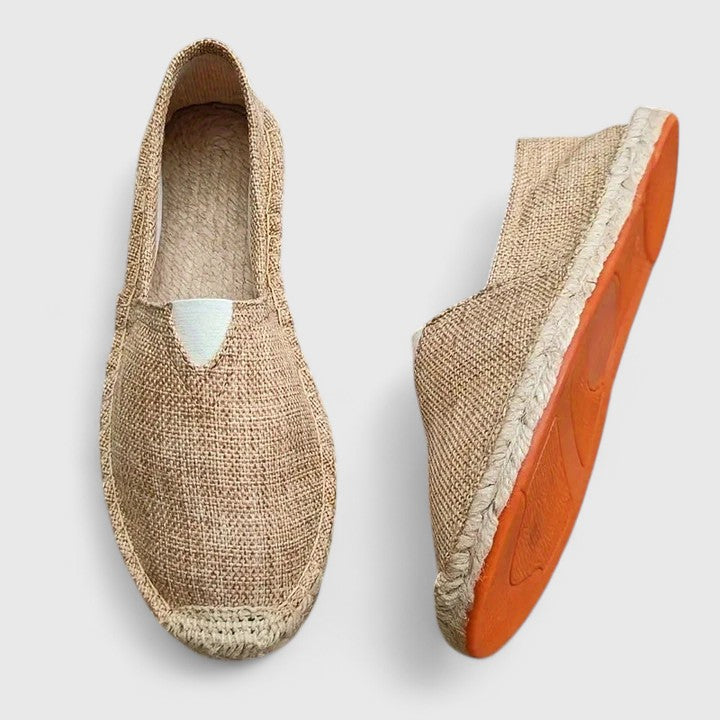 Stylish women's espadrille slip-ons by OrthoWalk, perfect lightweight comfort shoes for summer leisure.
