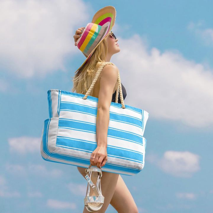 Spacious SandAway beach bag for women, waterproof & sandproof for all your vacation essentials.