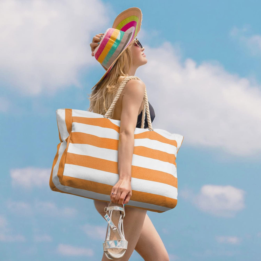 Fashionable oversized beach bag for women, waterproof & sandproof, blending style with utility.
