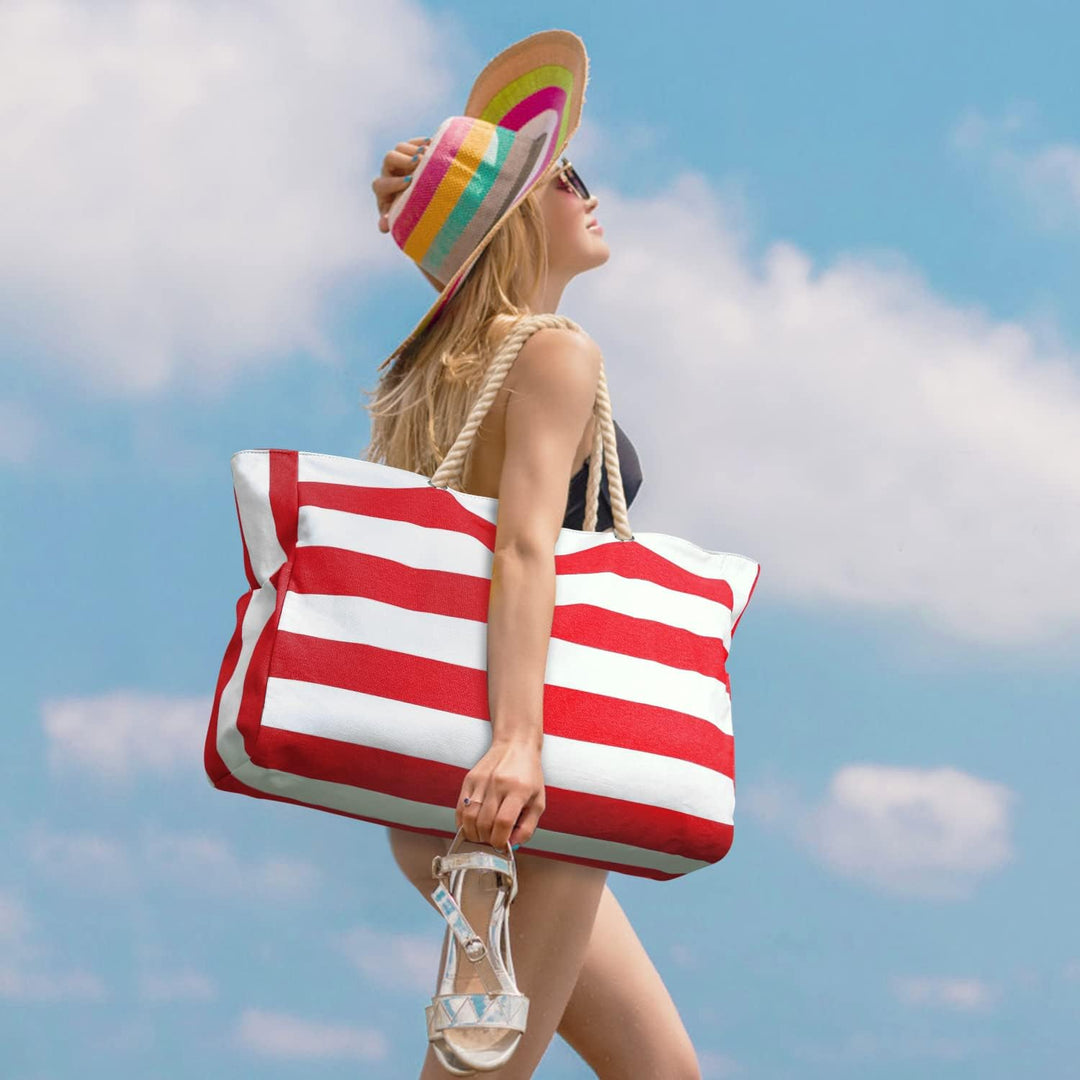 Women's oversized waterproof & sandproof tote, showcasing its durable material texture.
