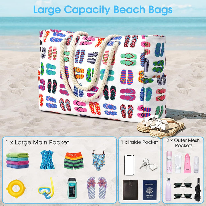Versatile women's oversized tote, waterproof & sandproof, adaptable for various activities.