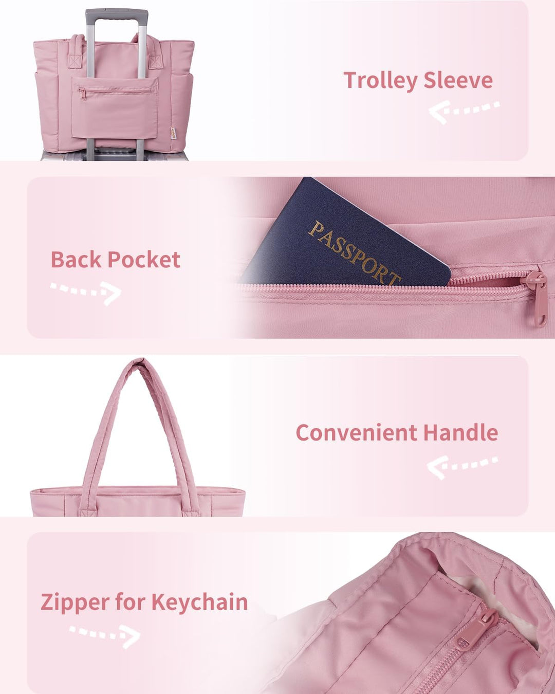 Smart quilted puffer laptop tote, featuring a convenient cup holder for women.
