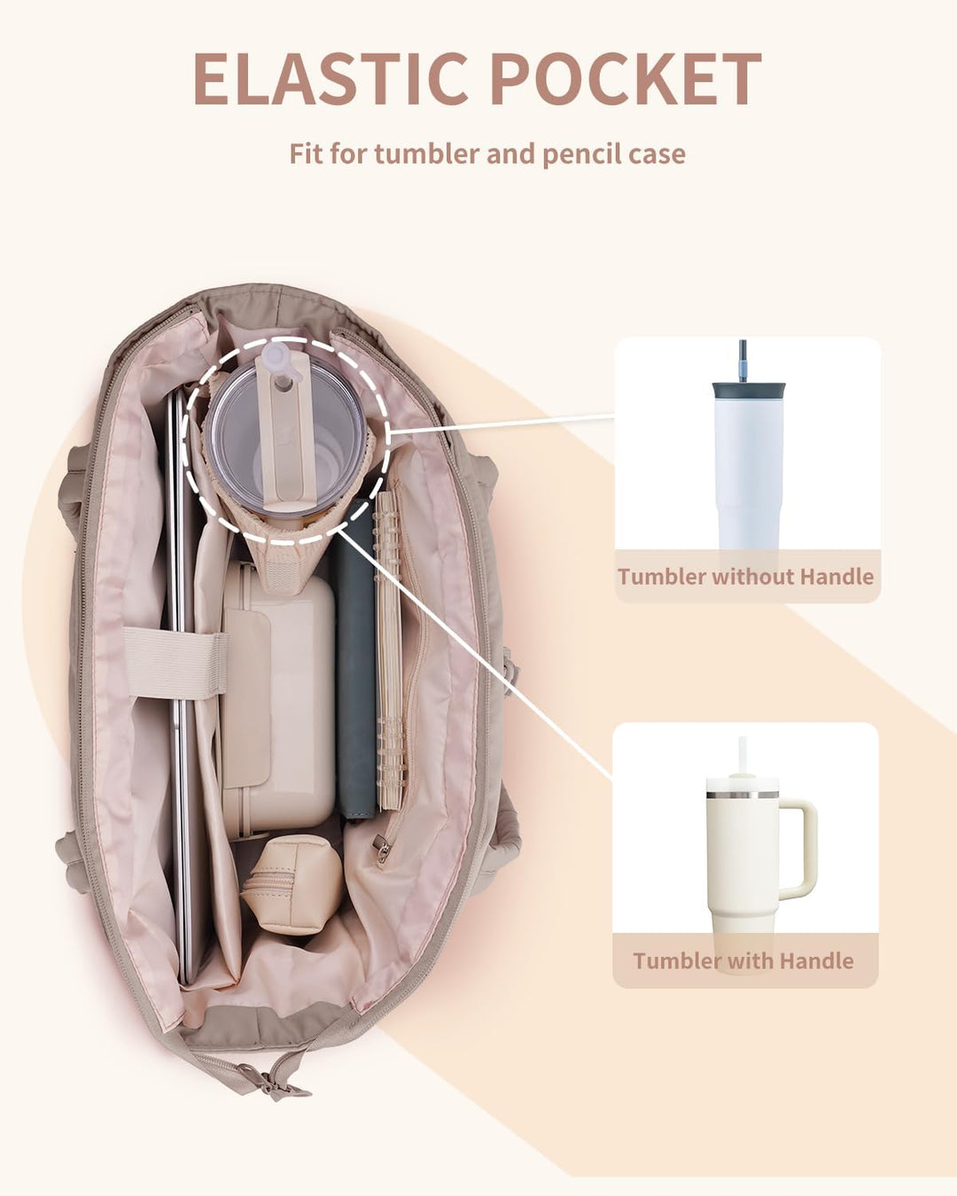 Quilted puffer travel tote for women, organized with laptop sleeve & cup holder.