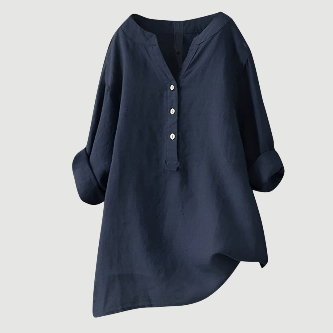 Versatile women's long sleeve button tunic. Relaxed fit top for everyday wear & casual elegant looks.