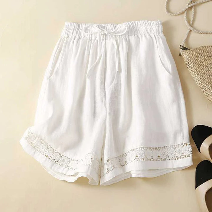 Women's relaxed fit embroidered shorts, perfect for comfortable casual wear and chic summer fashion.