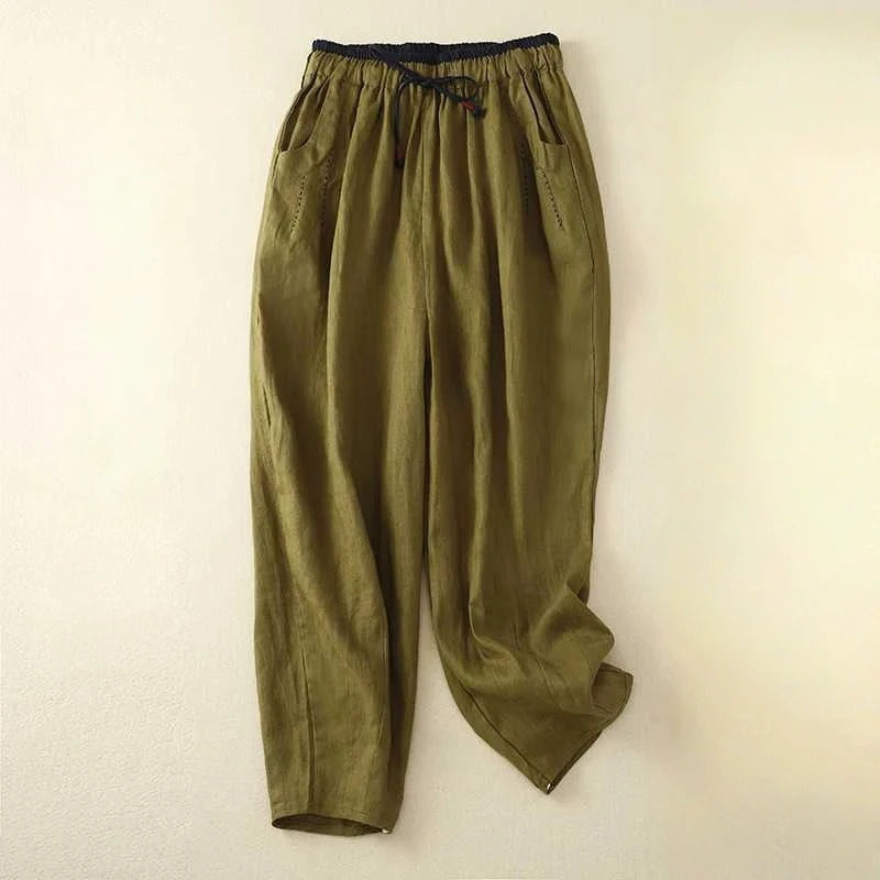 Effortless women's wide leg summer pants; relaxed fit with elastic waist, perfect for vacation & casual style.