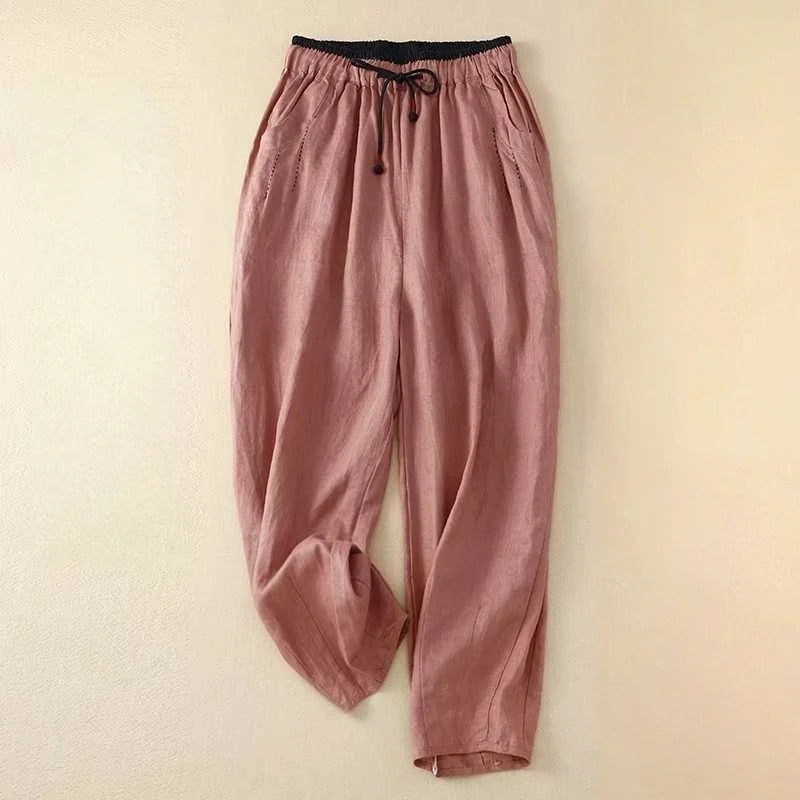Breathable women's wide leg summer fashion pants. Relaxed fit, elastic waist for comfortable & stylish casual wear.
