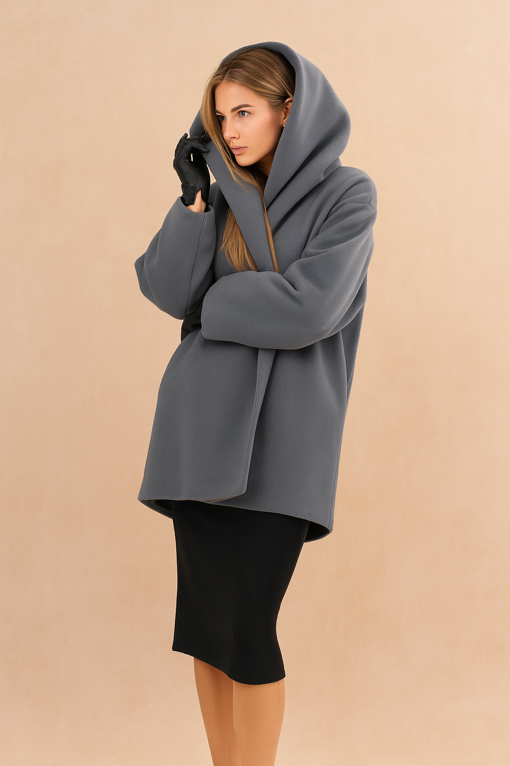 Comfortable women's modern city jacket, an oversized open-front winter coat perfect for stylish fall fashion & versatility.