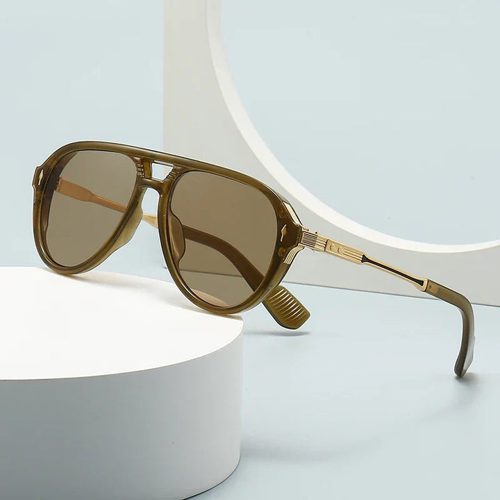 Female pilot-style sunglasses, retro design, a trendy fashion accessory for women.
