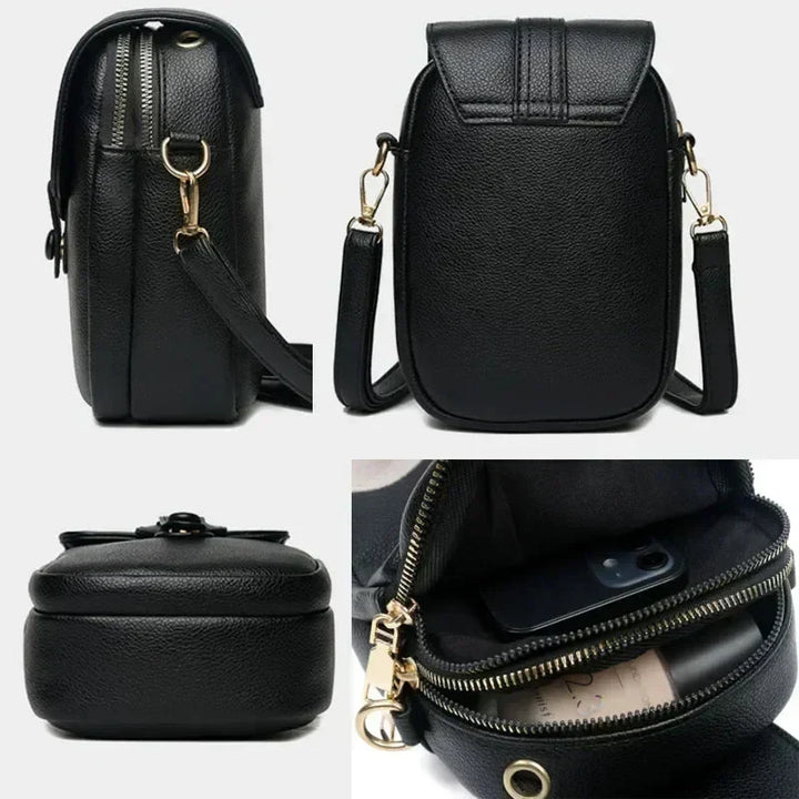 Sophisticated women's retro leather shoulder bag, a genuine leather vintage handbag for elegant daily style.