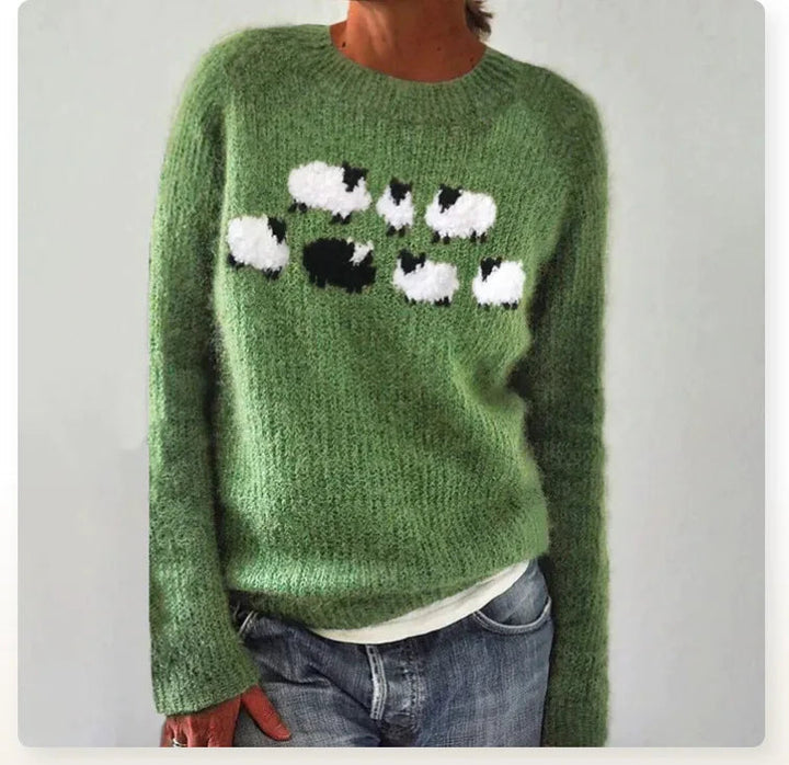 Super cozy and comfortable women's retro striped sweater, perfect for chilly days.